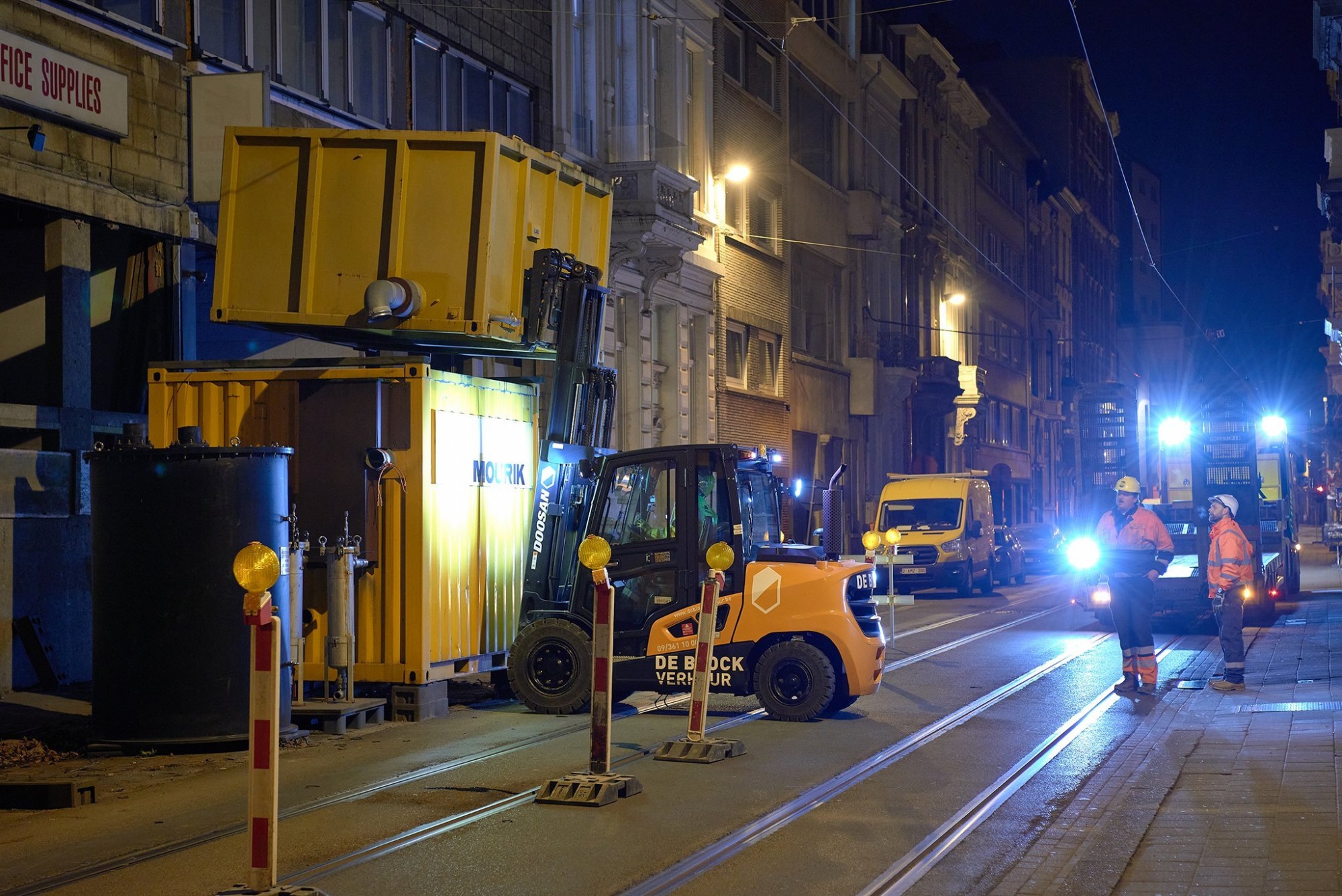 Afbeelding: Mourik nachtopnames Antwerpen demontage waterzuivering